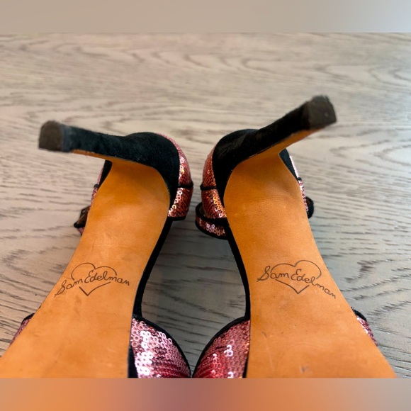 Sam Edelman Paisley 5” Sequin Ankle-Strap Plat Form In Rose Gold Size 7.5m - Picture 4 of 6